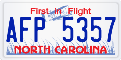 NC license plate AFP5357