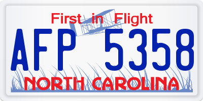 NC license plate AFP5358