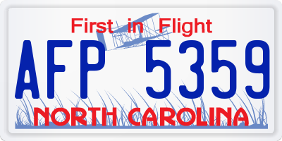 NC license plate AFP5359
