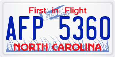 NC license plate AFP5360