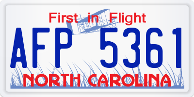 NC license plate AFP5361