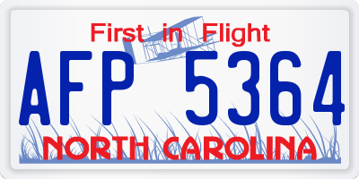 NC license plate AFP5364
