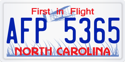 NC license plate AFP5365