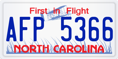 NC license plate AFP5366