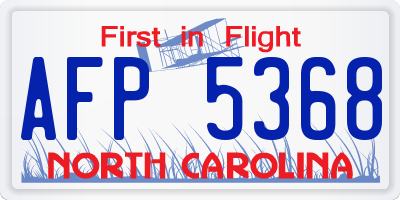 NC license plate AFP5368