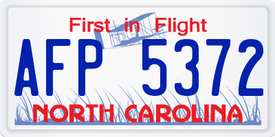 NC license plate AFP5372