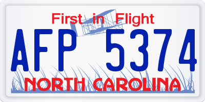 NC license plate AFP5374