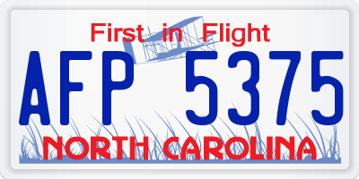NC license plate AFP5375