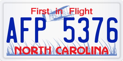 NC license plate AFP5376