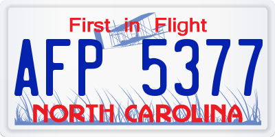 NC license plate AFP5377