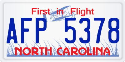 NC license plate AFP5378