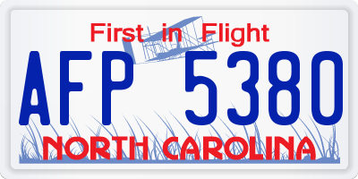 NC license plate AFP5380