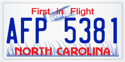 NC license plate AFP5381