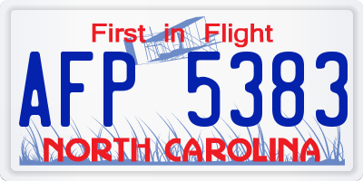NC license plate AFP5383