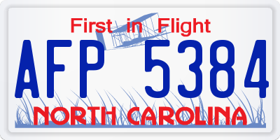 NC license plate AFP5384