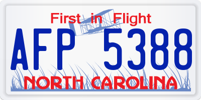 NC license plate AFP5388
