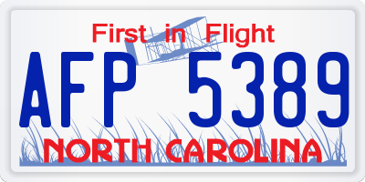 NC license plate AFP5389