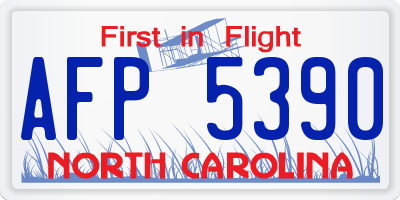 NC license plate AFP5390