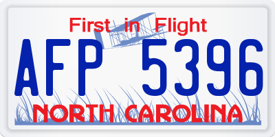 NC license plate AFP5396