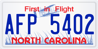 NC license plate AFP5402