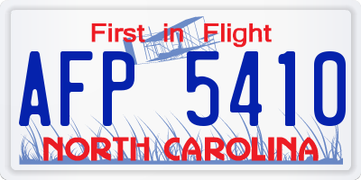 NC license plate AFP5410