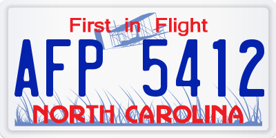 NC license plate AFP5412