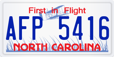 NC license plate AFP5416