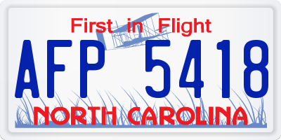 NC license plate AFP5418