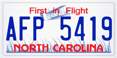 NC license plate AFP5419