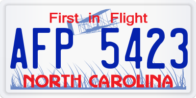 NC license plate AFP5423