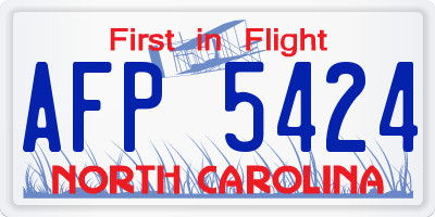 NC license plate AFP5424