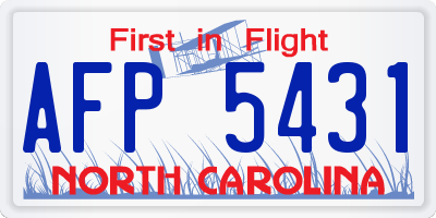 NC license plate AFP5431
