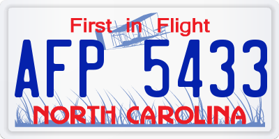 NC license plate AFP5433
