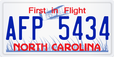 NC license plate AFP5434