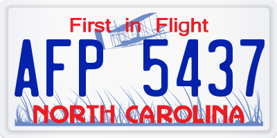 NC license plate AFP5437