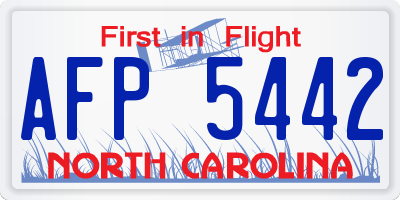 NC license plate AFP5442