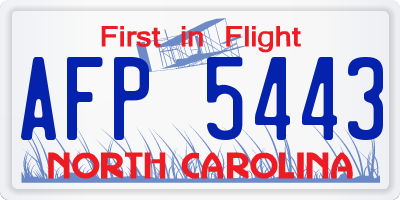 NC license plate AFP5443