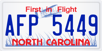 NC license plate AFP5449