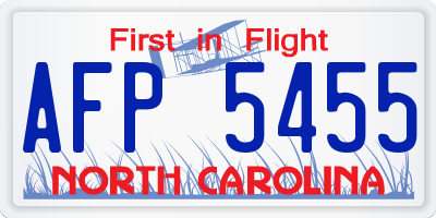 NC license plate AFP5455