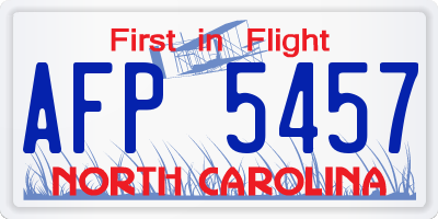 NC license plate AFP5457