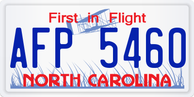 NC license plate AFP5460