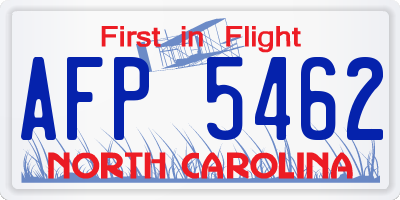 NC license plate AFP5462