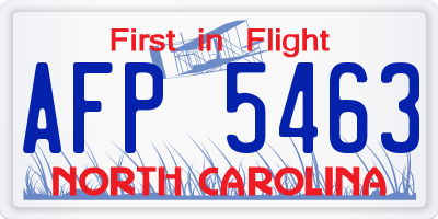 NC license plate AFP5463