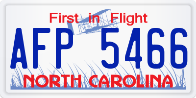 NC license plate AFP5466
