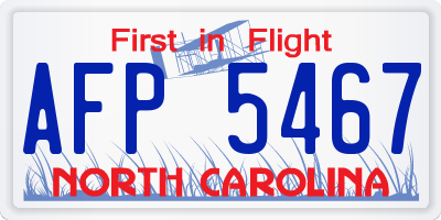 NC license plate AFP5467