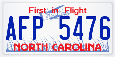 NC license plate AFP5476