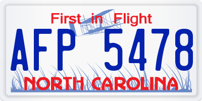 NC license plate AFP5478