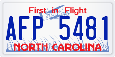 NC license plate AFP5481