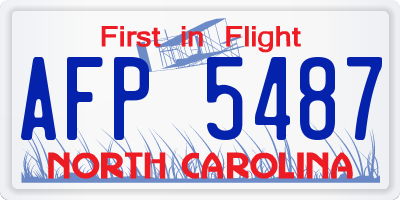 NC license plate AFP5487