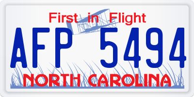 NC license plate AFP5494